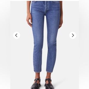 Agolde Womens Riley High Rise Straight Leg Cropped Denim Jeans Size 25 Waist 0